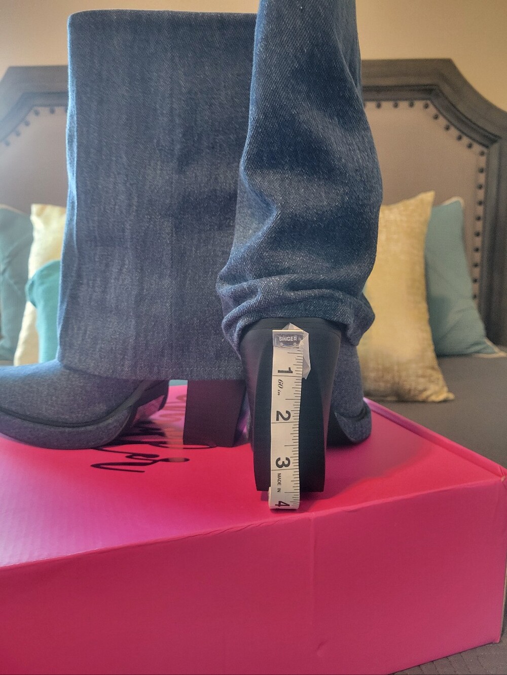 Olivia Miller Denim Blue Mid-Calf Booties - Picture 5 of 5